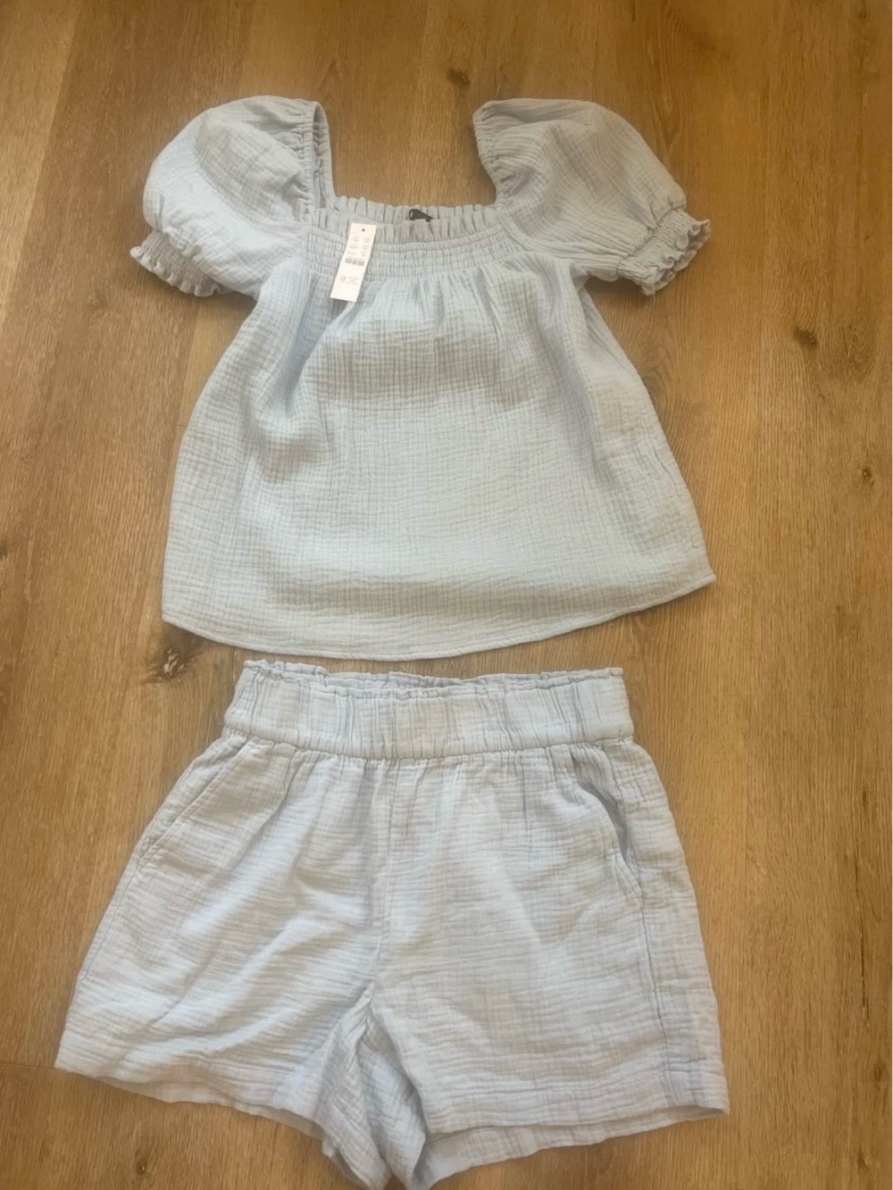 J. Crew Light Blue Puff Sleeve Blouse